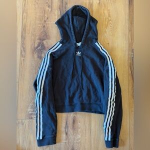 Adidas Black Hoodie with White Stripes